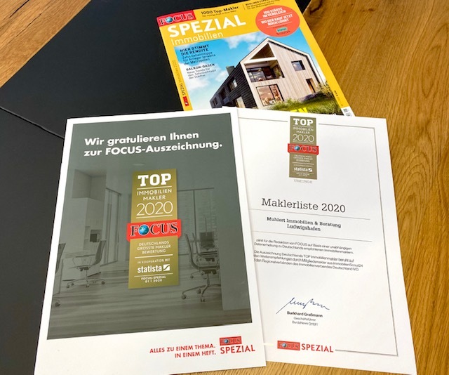 Auszeichnung zum FOCUS TOP MAKLER  2020